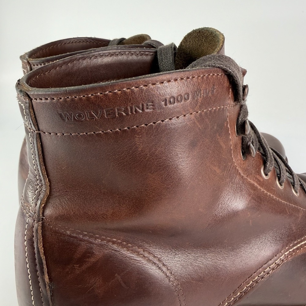 Wolverine 1000 Mile PLAIN TOE Classic Boot Havana Brown W990072 Men's 10.5 D USA - Picture 6 of 15